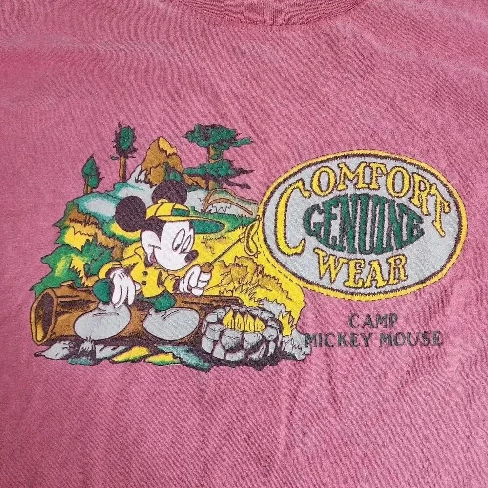 Vintage Camp Mickey Mouse‎ Shirt Genuine Comfort Wear Pink Size XL